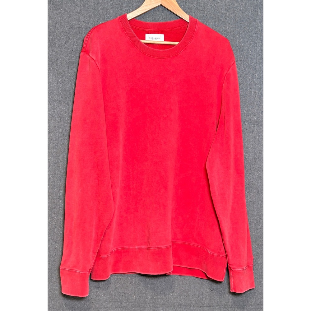 Ovadia & Sons Mens Red Mineral Wash Cotton Crewneck Sweatshirt Sz XXL